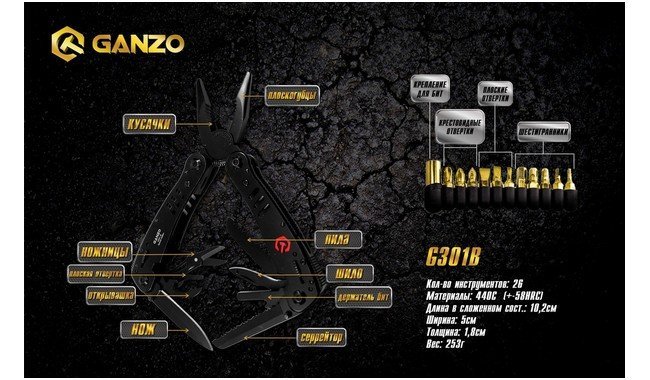 Мультитул Multi Tool Ganzo G301-В - дополнительное фото 1