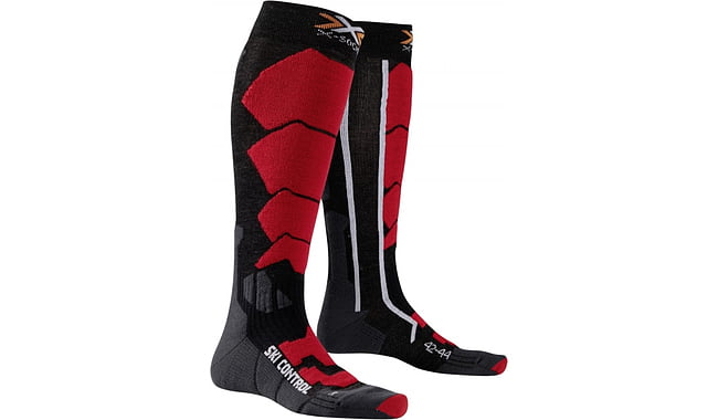Гірськолижні шкарпетки, теплозберігаючі, подовжені, X-Socks чорні з червоним - фото 1