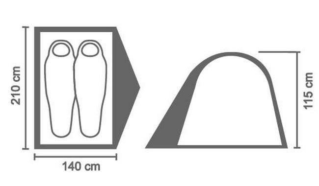 Двомісна Палатка, двошарова, 2100х1400х1100 см, Rock Empire Peak ZCT001 (RE) - дополнительное фото 1