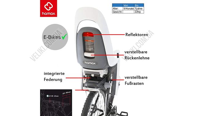 Дитяче велокрісло на багажник Hamax Caress - дополнительное фото 1