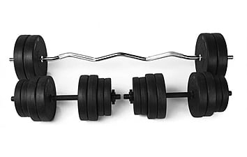 Набор RN-Sport Штанга W-образная 25 кг + Две гантели по 16 кг