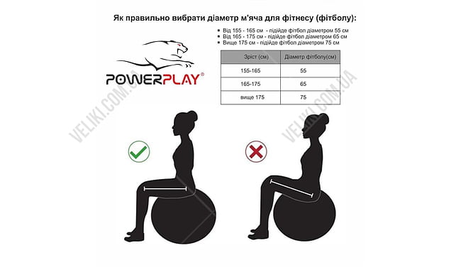 Мяч для фитнеса PowerPlay 4000 Premium 65 см - дополнительное фото 3