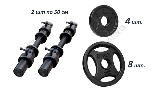 Гантелі олімпійські RN-Sport металеві 2 по 31 кг - дополнительное фото 1