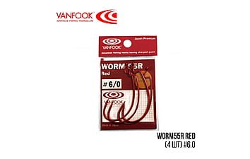 Гачки Vanfook WORM55R Red # 6/0 4шт