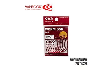 Гачки Vanfook WORM55R Red # 2/0 7шт