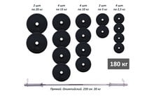 Штанга олімпійська RN-Sport обрезиненная 180 кг - фото 1