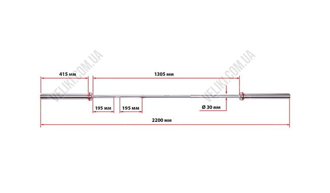 Гриф York Fitness 220 см - 30 мм - дополнительное фото 2