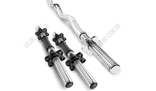 Набір Hop-Sport Premium 56 кг з W-подібним грифом + 2 гантельні - дополнительное фото 1