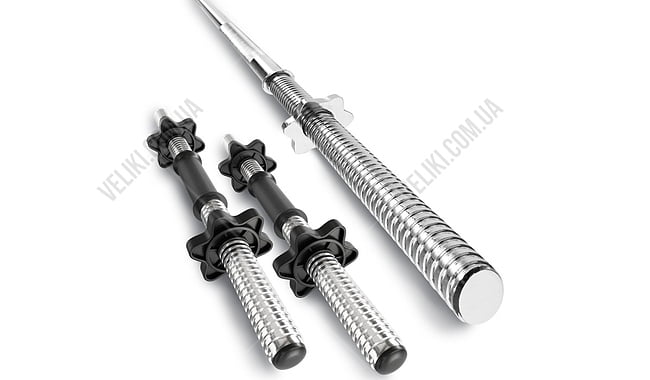 Набор Hop-Sport Premium 58 кг с прямым грифом + 2 гантельных - дополнительное фото 1