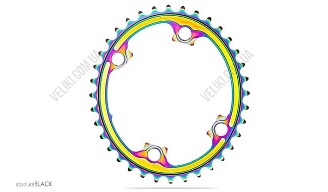 Зірка шатуна absoluteBLACK Oval R9100 PVD 36T - дополнительное фото 1
