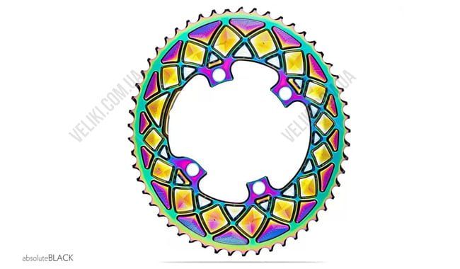 Звезда шатуна absoluteBLACK Oval R9100 PVD 52T - дополнительное фото 2