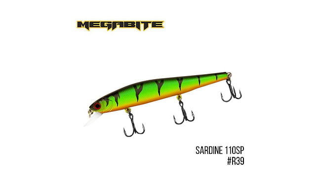 Воблер Megabite Sardine 110SP 110мм, 13.7г, 1.2м - фото 1