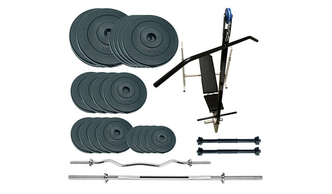 Скамья для жима Newt Gym Scott Plus Set Pro T с набором весов 120 кг - фото 1