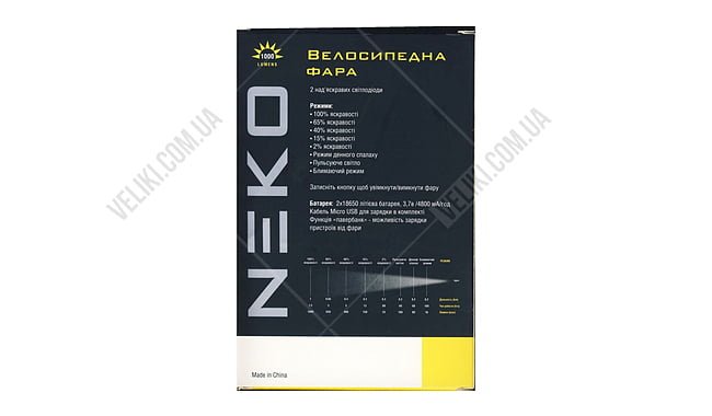 Велофара NEKO NKL-7129-1000 - дополнительное фото 4