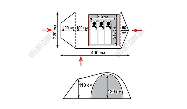 Намет Tramp Cave 3 - дополнительное фото 1