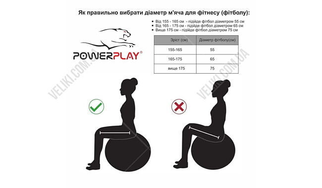 Фітбол PowerPlay 4003 65 см - дополнительное фото 11
