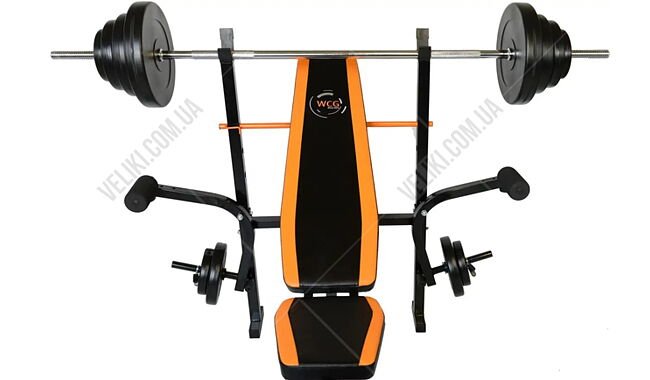 Лава для жиму WCG 0055 Штанга 60 кг Гантелі - дополнительное фото 1