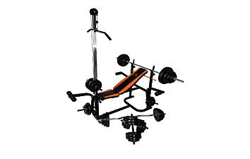 Скамья для жима WCG 0020 + Штанга и гантели 98 кг