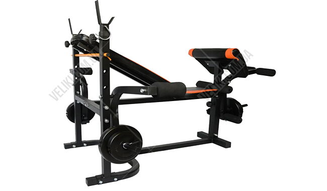 Лава для жиму WCG 0020 + Штанга та гантелі 98 кг - дополнительное фото 2