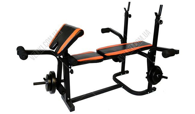 Лава для жиму WCG 0020 + Штанга та гантелі 98 кг - дополнительное фото 5