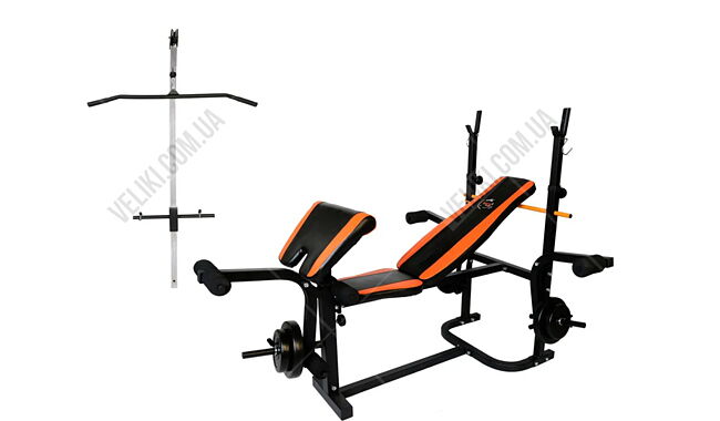 Лава для жиму WCG 0020 + Штанга та гантелі 98 кг - дополнительное фото 8