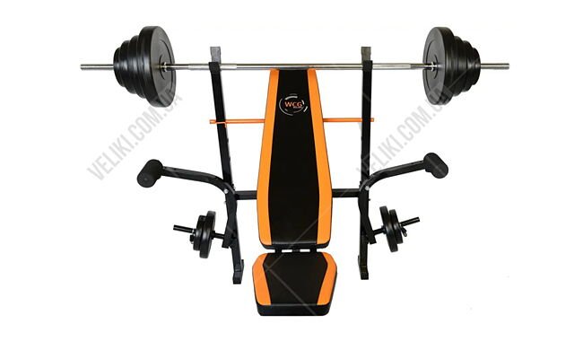 Скамья для жима WCG 0055 + Штанга и гантели 98 кг - дополнительное фото 6