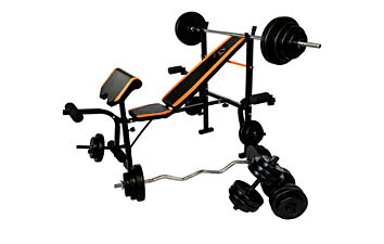 Скамья для жима WCG 0055 + Приставка Скотта + Набор Strong 128 кг