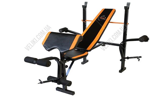 Скамья для жима WCG 0055 + Приставка Скотта + Штанга 98 кг - дополнительное фото 1