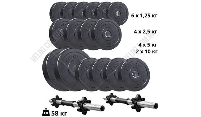 Гантелі Elitum Titan 59 кг - дополнительное фото 1