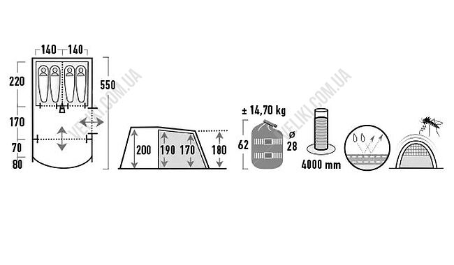 Намет High Peak Garda 4.0 - дополнительное фото 3