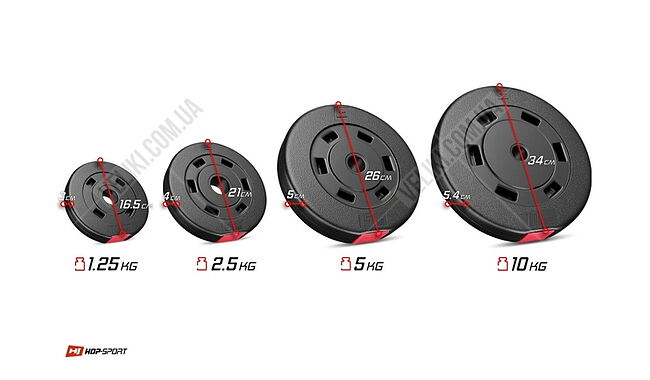 Набор Hop-Sport Premium 173 кг + скамья HS-1065 PRO - дополнительное фото 9