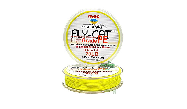 Шнур Ntec FlyCat Yellow 137 м 0,16 мм 9 кг - фото 1