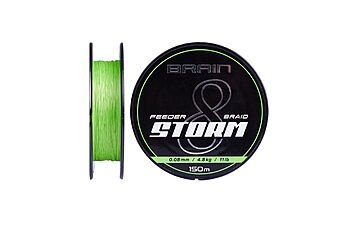 Шнур Brain Storm 8X lime 150 м 0,14 мм 9 кг