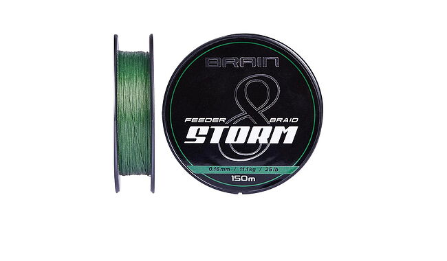 Шнур Brain Storm 8X green 150 м 0,18 мм 12,2 кг - фото 1