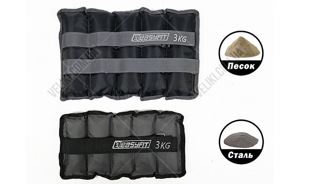 Утяжелители для щиколоток и запястий EasyFit Metal 2х3 кг - дополнительное фото 1