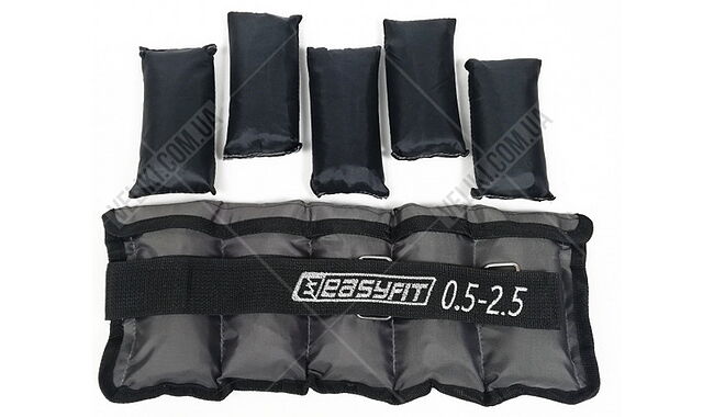 Обтяжувачі для щиколоток та зап'ястей EasyFit Metal 2х0.5-2.5 кг - дополнительное фото 1