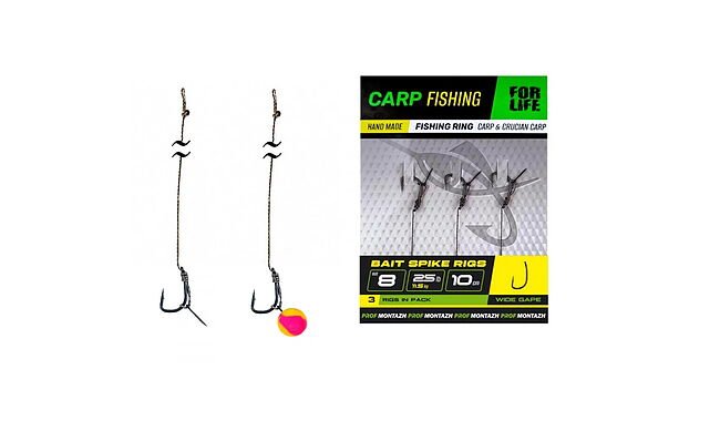 Поводок бойловый ПрофМонтаж Bait Spike Rigs №6 10 см 11,5 кг 3 шт - фото 1