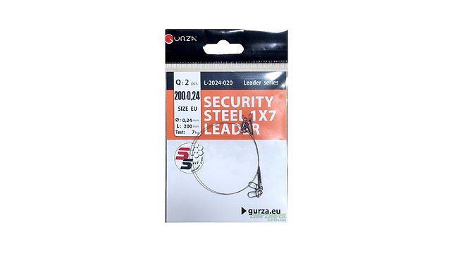 Поводок Gurza SECURITY STEEL 7x7 LEADER 25 см 0,54 мм 2 шт - фото 1