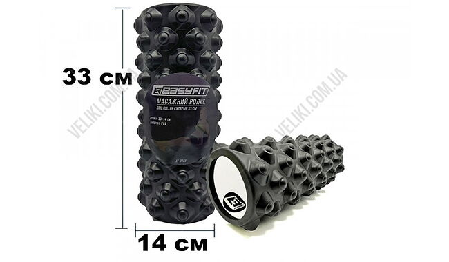 Масажний ролик EasyFit Grid Extreme 33 см - дополнительное фото 1