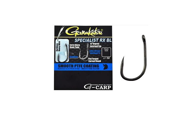 Крючок Gamakatsu G-CARP SPECIALIST RX BL №8 10 шт - фото 1