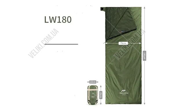 Спальный мешок Naturehike LW180 190 см L - дополнительное фото 1