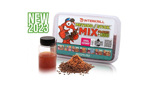 Пеллетс InterKrill Method/Stick Mix Кріль-Кальмар 400 г + Ліквід 50 г - фото 1