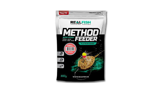 Прикормка Real Fish Premium Series Method Feeder Krill 800 г - фото 1