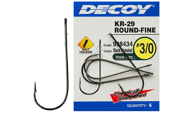 Крючок Decoy KR-29 Worm Round-Fine 3/0 4 шт - фото 1
