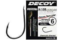 Крючок Decoy K-105 Live bait light 9 12 шт - фото 1