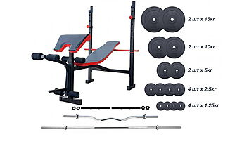 Скамья для жима RN-Sport ReadMeBlack + Штанга 83 кг