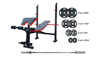 Скамья для жима RN-Sport ReadMeBlack + штанга 88 кг с дисками