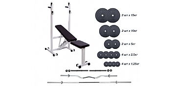 Скамья для жима Top и штанга RN-Sport 83 кг + 3 грифа