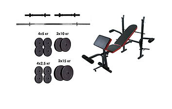 Скамья для жима RN-Sport с тягой + набор силовой на 90 кг