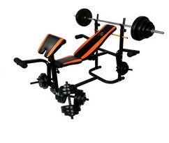 Лава для жиму WCG 0020 + Набір штанга та гантелі на 60 кг